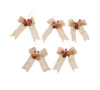 LOLIPPYY 5pcs 13cm Christmas Burlap Bowknot Decorations Berry Accents, Colorful Xmas Hanging Pendants for Festival Scene Ornaments and Holiday Decor