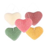LOLIPPYY 5pcs Exfoliating Face Cleansing Sponges Heart-Shaped Facial Wash Puff for Gentle Exfoliation Oil Control for Daily Skincare Routine Makeup Removal