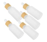 LOLIPPYY 5Pcs Glass Dropper Bottles with Bamboo Lid Reusable Essential Oil Bottles for Travel Aromatherapy Liquid Storage and Portable