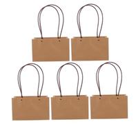 LOLIPPYY 5pcs Kraft Paper Flower Packaging Bags with Handles Handheld Bouquet Packing Bags for Gift Giving Weddings Retail Party Supplies Reusable Floral Wrapping Tote