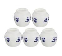 LOLIPPYY 5Pcs Large Round Parrot Food Bowls Set, Blue and White Porcelain Style Bird Feeding Cups for Cage, Sturdy Bird Dish Containers for Parrot Supplies and Budgie Feeders