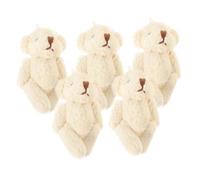 LOLIPPYY 5Pcs Mini Pearl Velvet Bear Plush DIY Crafts Tiny Bear Ornament for Hats Scarves Clothes Accessories for Sewing and Handmade Fans