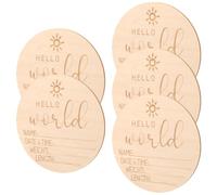LOLIPPYY 5pcs Newborn Birth Announcement Sign Wooden Cards for Photography Shower Decor Name Plaque Smooth Finish Safe for Use