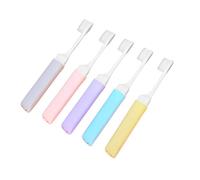 LOLIPPYY 5Pcs Portable Folding Toothbrushes Soft Bristles Non-Slip Grip Ergonomic Design Travel-Friendly Teeth Brushes for Daily Use and Convenient Household Cleaning Random Color