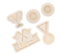 LOLIPPYY 5pcs Racing Car Silicone Mold for Fondant Cake Decorating Multi-use Candy Chocolate Baking Mold Tire Trophy Medal Shapes for Party Cookie Craft
