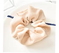 LOLIPPYY 5pcs Solid Color Satin Stretch Hair Ties Seamless Cloth Hair Bands for Women Ponytail Holders Yellow Green Black Pink Khaki