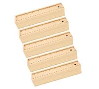LOLIPPYY 5pcs Wooden Pencil Case Sliding Lid Measurement Scale for Boys and Girls Adults Capacity Pen Case Stationery Storage Box Back to School