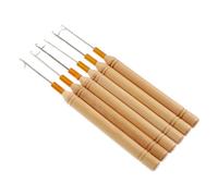 LOLIPPYY 6 Pcs Crochet Hair Hooks with Wooden Handles Dreadlock Tool for Braiding Interlocking Locs and Hair Extensions Flexible Lightweight Design for Various Hairstyles