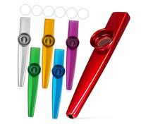 LOLIPPYY 6 Pcs Metal Kazoos for Adults and Kids, Simple to Use Kazoo Musical Instruments with Music Enlightenment Function, Beginner Mouth Instrument Set for Fun and Learning