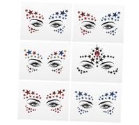 LOLIPPYY 6 Sheets DIY Rhinestone Star Face Stickers for Body and Makeup Decoration Colorful Five-pointed Glitter Decals Fashionable Self-adhesive Craft Stickers for Adults