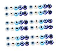 LOLIPPYY 60PCS Flat Round Evil Eye Beads Turkish Eye Charms for DIY Jewelry Making Craft Supplies Spacer Beads for Bracelets Unique Handcrafted Design