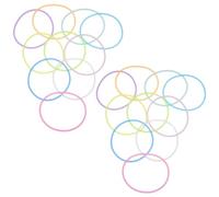 LOLIPPYY 60pcs Multicolor Silicone Jelly Bracelets Glow Dark Neon Stretchable Fitness Wristbands Party Favor Bands for Adults Women Retro Rainbow Hair Ties