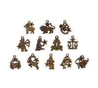 LOLIPPYY 60pcs Vintage Alloy Bracelet Pendants Zodiac Signs DIY Jewelry Making Beads for Women Crafting Unique Accessories