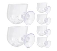 LOLIPPYY 6pcs Acrylic Feeder for Fish Tank Redworm Earthworm Hanging Pot Suction Cups Plant Holder Decoration Aquarium Accessory for Tropical Fish Tank