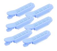 LOLIPPYY 6pcs Blue Plastic Hair Rollers and Styling Clips Voluminous Root Hair Curlers for Diy Curly Hairstyles Hairdressing Accessories for Home and Travel Use