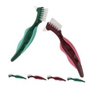 LOLIPPYY 6pcs Denture Brush with Dual Head for False Teeth Cleaning and Gum Massage Nonslip Handle Toothbrushes for Seniors Compact Portable Oral Care Brushes