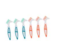 LOLIPPYY 6pcs Denture Cleaning Brush with Dual Head and Large Slip Handle Portable False Teeth Care Tool for Elderly Toothbrush for Thorough Oral Hygiene and Easy Maintenance