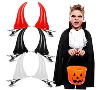 LOLIPPYY 6pcs Devil's Horn Hair Accessories Fangs Devil Horns Halloween Demon Halloween Goth Hairpins Barrettes Horror Fancy Come Clips Resin