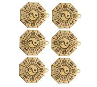 LOLIPPYY 6pcs Eight-diagram Keychain Charms Vintage Copper Yin Yang Bagua Pendant Set for Men and Women Protective Decor Key Rings Suitable for Daily Use and Travel