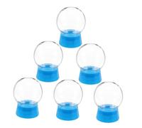 LOLIPPYY 6pcs Fillable Plastic Snow Globe Jars with Screw Off Caps Clear DIY Craft Globes for Christmas Home Decoration Blue Base for Custom Snow Scenes