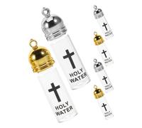 LOLIPPYY 6pcs Glass Holy Water Bottles Refillable Catholic Baptism Containers with Leakproof Lids for Travel and Home Decor Large Silver Gold Cross Jars for Christian Oils and Blessing