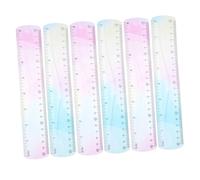 LOLIPPYY 6pcs Gradient Color Flexible Ruler Soft Bendable Plastic Engineering Rulers for Adults School Office Drawing Unbreakable Shatterproof Straight Edge