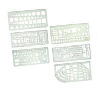 LOLIPPYY 6Pcs Green Plastic Geometric Template Rulers Lightweight Clear Drawing Tools for School Office Art Design and Building Formwork