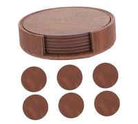 LOLIPPYY 6Pcs Heat-resistant PU Cup Mats Anti-slip Tumbler Pads Practical Brown Leather Coasters for Tea Cups and Bottles Non-skid Placemats for Home and Office Use