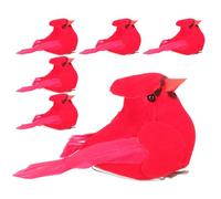 LOLIPPYY 6Pcs Mini Artificial Cardinal Red Bird Clips Christmas Tree Decoration Xmas Simulation Bird Ornaments for Holiday Wreaths and Garden Scene Layout