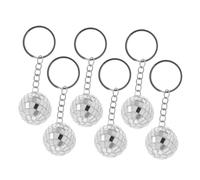 LOLIPPYY 6pcs Mirror Disco Ball Keychains Silver Party Bag Fillers Stylish Hanging Ornaments for Christmas Disco Decorations Lightweight Portable Accessories