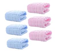 LOLIPPYY 6pcs Muslin Washcloths Soft Absorbent Cotton Hand Towels for Newborns Multipurpose Burp Cloths Saliva Towels in Pink and Blue for Sensitive Skin