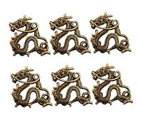 LOLIPPYY 6pcs Pure Brass Vintage Dragon Keychain Pendant Set, 3d Chinese Long Whisker Dragon Charms for Diy Crafting and Car Accessory Decoration in Antique Style