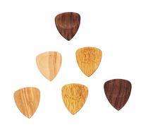 LOLIPPYY 6pcs Set Wooden Guitar Picks for Electric and Acoustic Guitar Bass and Ukulele Medium Thickness Natural Rosewood Walnut Olive Wood Random Color