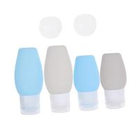 LOLIPPYY 6Pcs Silicone Travel Bottles Refillable Toiletry Containers with Design for Lotion Essential Oils Body Wash Blue Grey Portable Liquid Storage for Camping and Trips