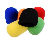 LOLIPPYY 6pcs Thick Microphone Sponge Covers Handheld Mic Windscreens for Singing Ktv Stage Performance Noise Reduction in Orange Yellow Red Green Black Navy