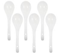 LOLIPPYY 6Pcs White Ceramic Soup Spoons Kitchen Ladles for Rice Porridge and Hot Soups Smooth Mellow Design Safe for Boiling for Restaurants and Home Use