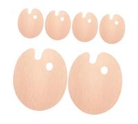 LOLIPPYY 6PCS Wooden Paint Palette Tray Oval Shape with Ergonomic Thumb Hole for Oil and Watercolor Painting Sturdy Wood Material Artist Pallet