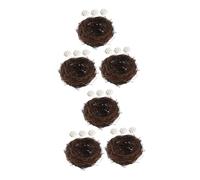 LOLIPPYY 6set Handwoven Rattan Bird Nests with Realistic Faux Eggs for Crafts Easter Wedding Home Party Christmas Tree Decoration Natural Artisan Design for Garden and Indoor Use