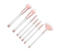 LOLIPPYY 7pcs Transparent Crystal Makeup Brush Set DIY Sand Brushes with Empty Handle Rose Gold Tube Pink Bottom for Cosmetics Application and Daily Makeup Use