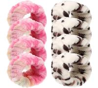 LOLIPPYY 8Pcs Colorful Plush Wristbands for Face Washing Flannel Towel Wrist Scrunchies with Elastic Comfort Absorbent Soft Bands to Prevent Water Dripping Chic Design for Women