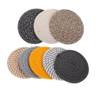 LOLIPPYY 8pcs Cotton Woven Coasters Heat Insulation Cup Mats Thick Absorbent Drink Pads for Table Protection Rustic Natural Style for Home Cafe Office