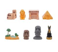 LOLIPPYY 8Pcs Egyptian Micro Landscape Pyramid Ornaments Sphinx and Cat Resin Statues, Ancient Egypt Theme Tabletop Decoration for Party Supplies and Tourism Souvenirs