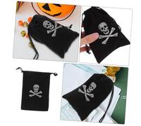 LOLIPPYY 8pcs Halloween Pirate Drawstring Bags Skull Sign Pouches Polyester Treasure Pouches for Party Favor Supplies Candy Storage and Halloween Decorations