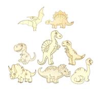 LOLIPPYY 8pcs Wooden Dinosaur Cutouts DIY Craft Supplies Wood Slices for Painting Creative Dinosaur Shapes Home Decor Mixed Styles