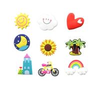 LOLIPPYY 9pcs Creative Fridge Magnets PVC Material Refrigerator Decor Whiteboard Ornament Home Decoration with Cute Cloud Rainbow Sun Moon Castle Bicycle Designs