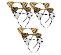 LOLIPPYY 9pcs Leopard Print Cat Ears Headbands Plush Soft Hair Hoops for Women Comfortable Fit Party Daily Wear Skincare Makeup Accessory Gift Set