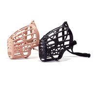 LOLIPPYY Adjustable Basket Dog Muzzle with PU Leather Strap Breathable Plastic Anti-bite Mask for Large Breeds Comfortable Training Mouth Cover to Prevent Barking and Chewing Apricot