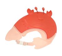 LOLIPPYY Adjustable Red Plastic Baby Shower Hat for Kids and Toddlers, Crab Shaped Bath Cap Preventing Shampoo from Touching Face, Ear Protector for Comfortable Hair Washing