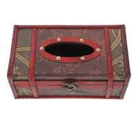 LOLIPPYY Antique Wooden Tissue Box Leather Cover, Household Napkin Holder for Home, Decorative Retro Style Tissue Container