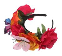 LOLIPPYY Artificial Flower Headband for Party Mexican Style Butterfly and Decorated Headpiece Cute Floral Hair Hoop Imitation for Formal Occasion